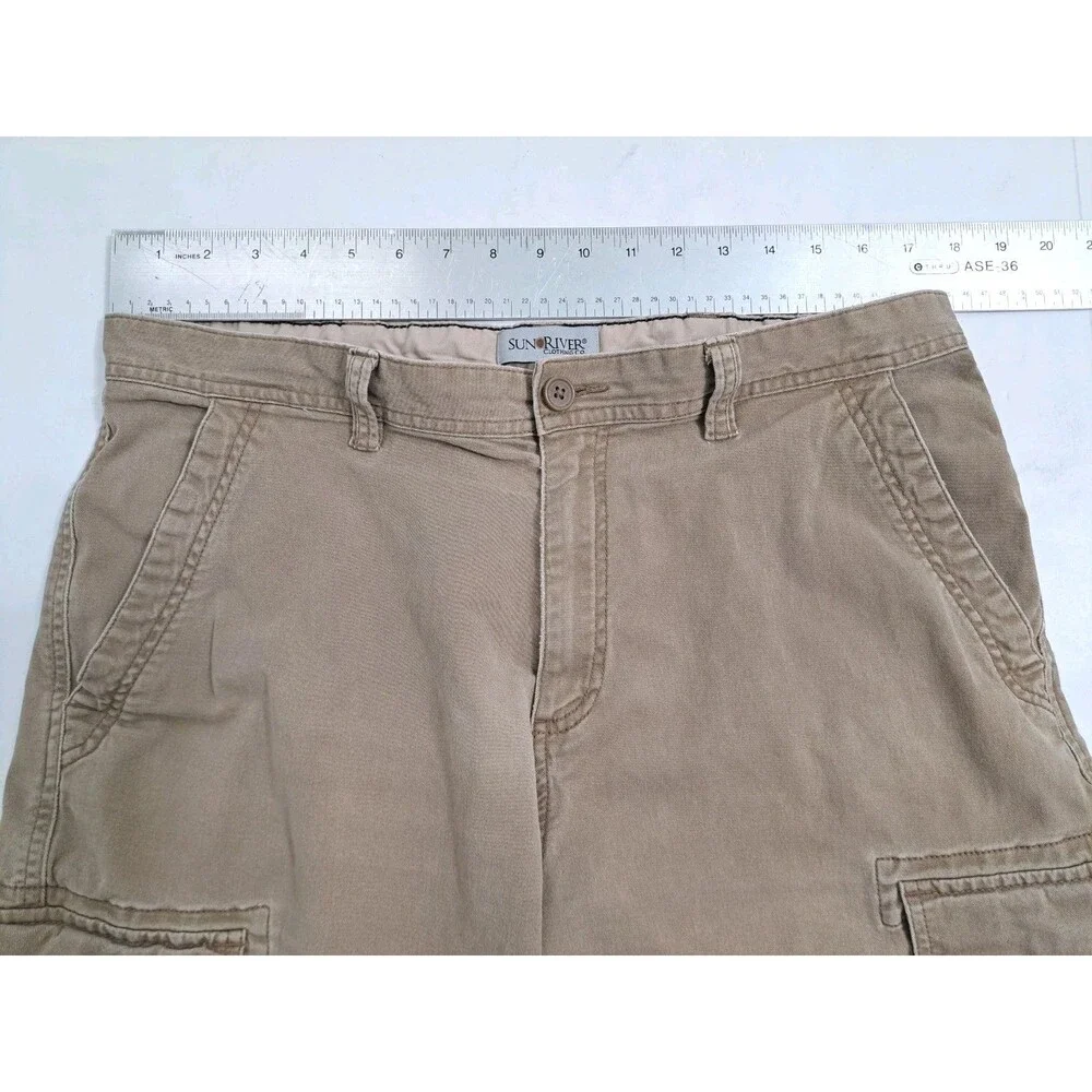 Sun River Cargo Shorts Men's 36 Safari Utility Pockets Work Trail Khaki Hiking